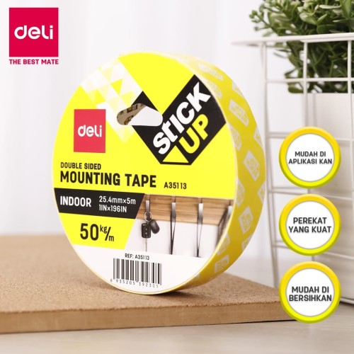 Deli EA35113 Foam Mounting Tape 25.4mm*5m / Isolasi Putih 25.4mm*5m