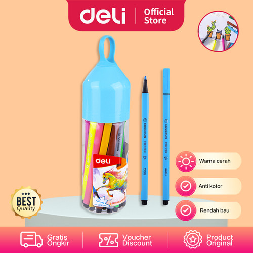 Deli EC10506 Felt Pen Washable 1.0mm 12C / Spidol Mudah di Hapus