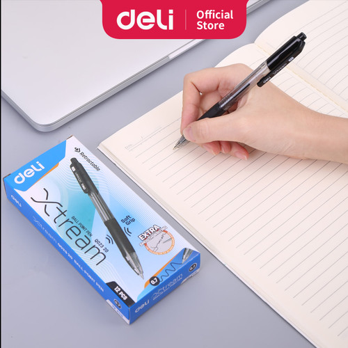 Deli EQ02320 Retractable Smooth Ballpoint Pen 0.7mm Black / Pulpen