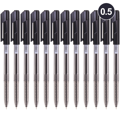 Deli EQ00820 BallPoint Pen / Pulpen 0.5mm Hitam 1 BOX / 12 Pcs