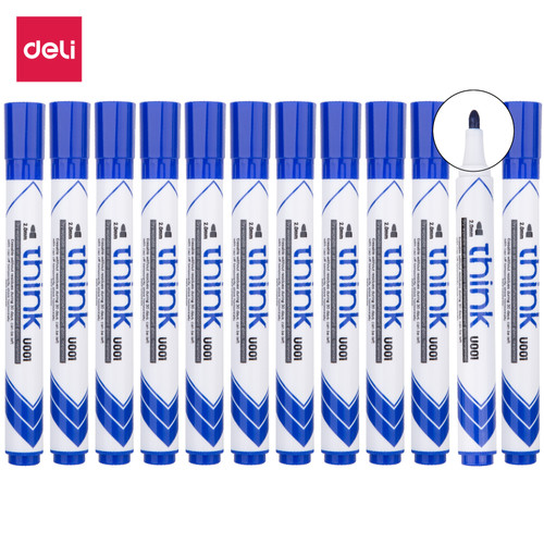 Deli EU00130 (BOX) Dry Erase Marker/Spidol Whiteboard 12 Pcs - Blue