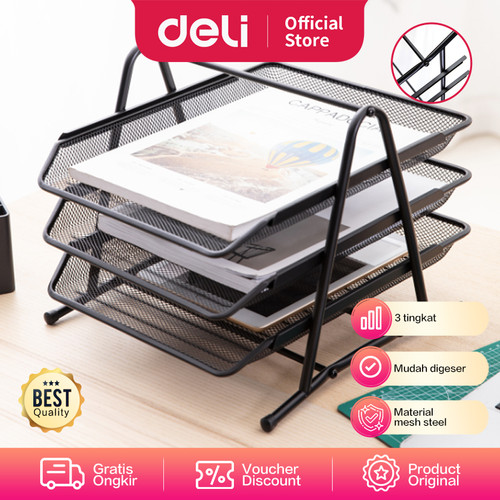 Deli E9181 File Tray/Tray Dokumen-3-tier Mesh File Tray