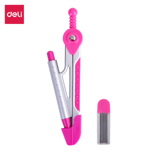 Deli E8616 Jangka-Aluminum Compass w/mechanical pencil-Pink