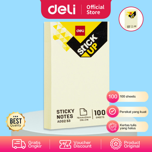 Deli EA00253 Memo tempel - Sticky Notes 76×51mm 3''×2'' 100 sheet