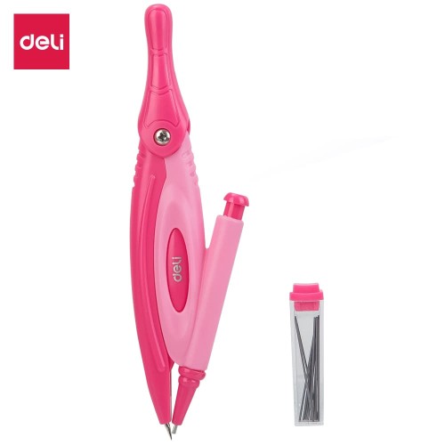 Deli EG20002 Jangka&Pensil -Plastic Compass w/mechanical pencil-Pink