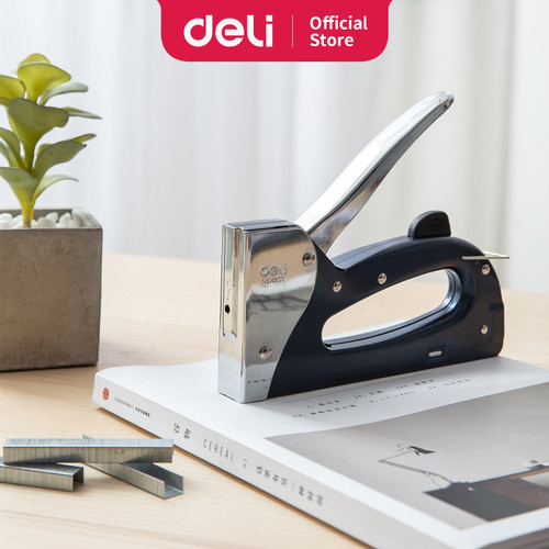 DELI Staple Gun [E4600 BLACK] - Stapler tembak metal kantor