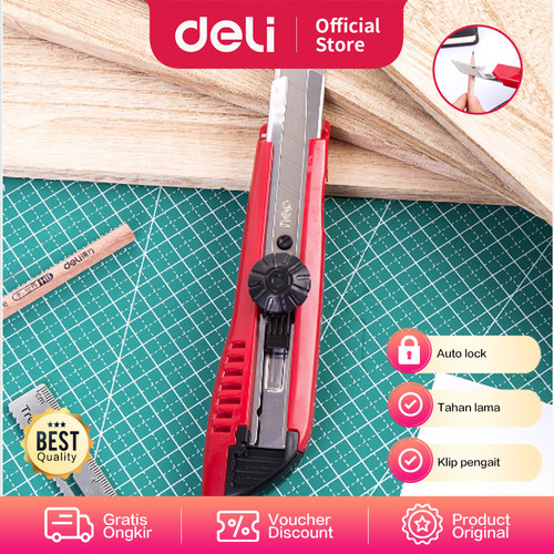 DELI - CD10040 / Pisau Cutter Mini / Peralatan Sekolah Murah Hemat