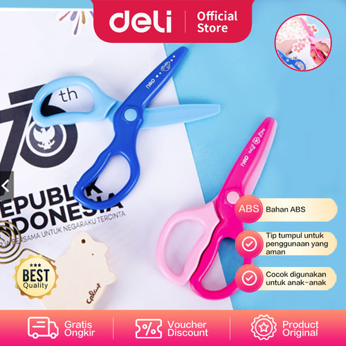 DELI Plastic Scissors 120mm Safe [E6067] - Gunting plastik lucu