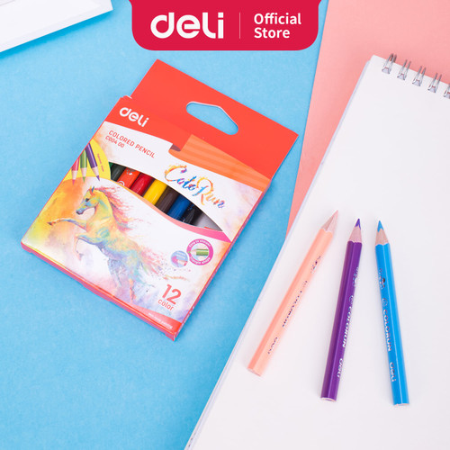 DELI - EC00400 / Pensil Warna Mini Anak 120 mm 12 pc / Alat Lukis