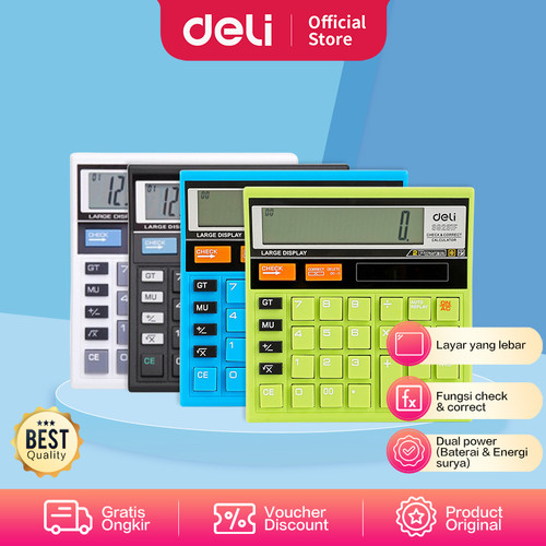 DELI - W39231N / Kalkulator Hitung 12 Digit / Peralatan Kantor Murah