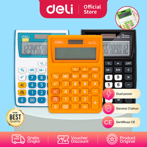 DELI Calculator 12-digit [E1122] - Kalkulator kantor 12 digit