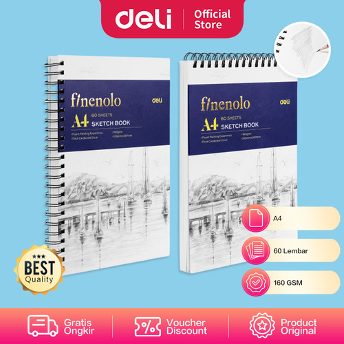 Deli Sketch Book / Buku Gambar Sketsa A4 160GSM 60 Lembar EC27X