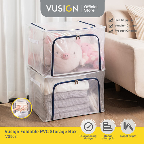 Vusign Foldable PVC Storage Box Penyimpanan Pakaian Plastik VS503