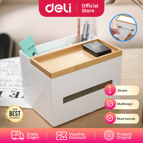 Deli Desk Organizer/Tissue Box/Kotak Tissue dan Alat Tulis Elegan 8916