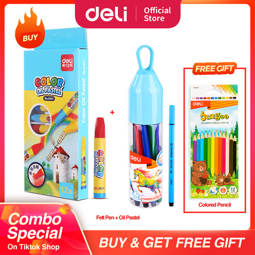 COMBO SUPER HEMAT (Felt Pen, Pensil Warna Lucu, Krayon)