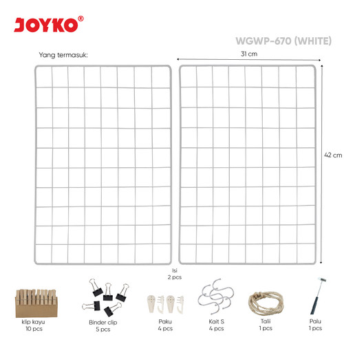 Hijang Wire Grid Wall Panel Kawat Jaring Hiasan Dinding Joyko WGWP-670