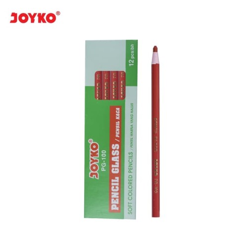 Pencil Glass Pensil Kaca Warna Merah Joyko PG-100 Red 1 Box 12 Pcs