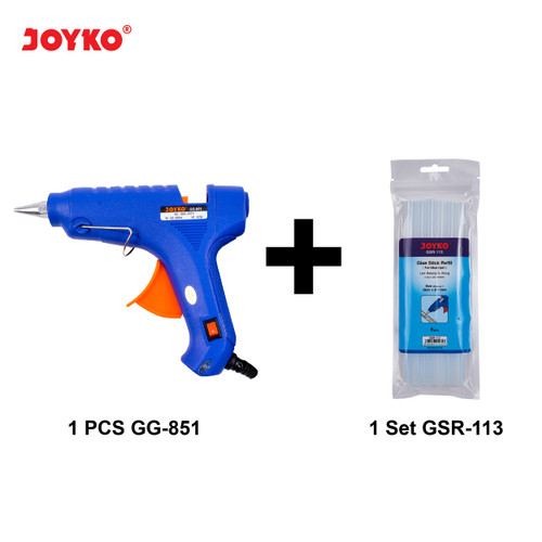 Glue Gun Joyko GG-851/60 Watt + Glue Stick Refill Joyko GSR-113/6 PCS