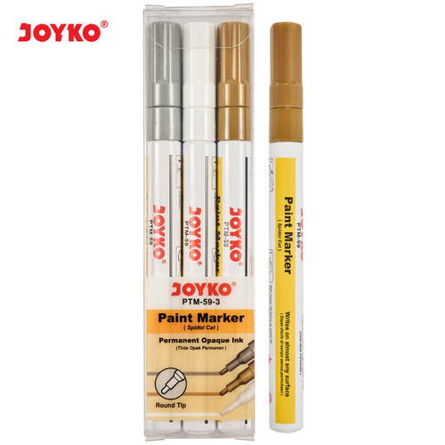 Paint Marker Spidol Cat Permanen Joyko PTM-59-3 Round Tip 1 Set 3 Pcs