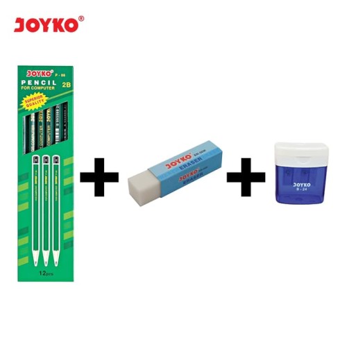 Pencil / Pensil Joyko P-88/2B/12PCS + Eraser ER-30W + Sharpener B-24