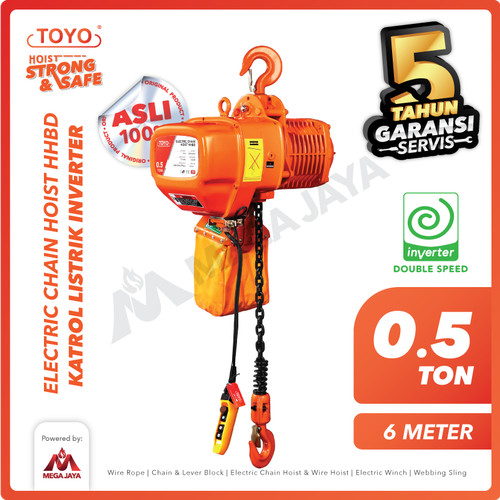 Electric Chain Hoist 0.5 Ton x 6 Meter HHBD Inverter TOYO