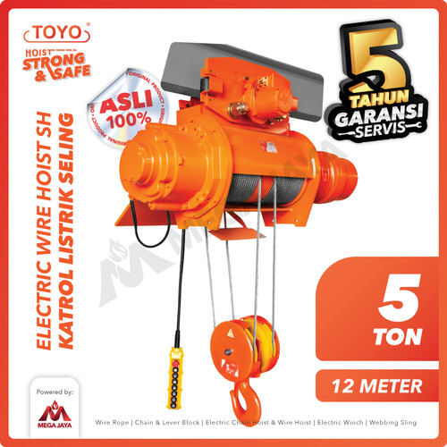 Electric Wire Rope Hoist 5 Ton x 12 Meter SH Series TOYO