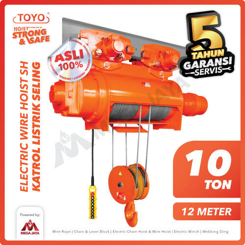 Electric Wire Rope Hoist 10 Ton x 12 Meter SH Series TOYO