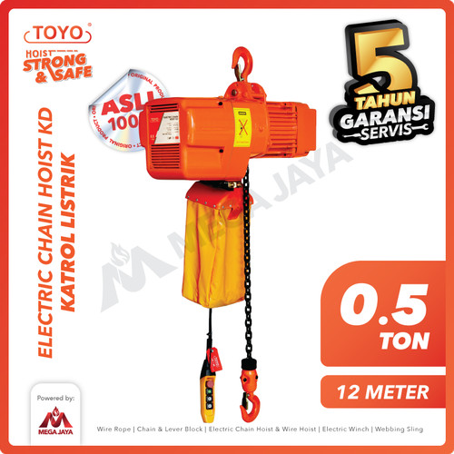 Electric Chain Hoist 0.5 Ton x 12 Meter KD Series TOYO