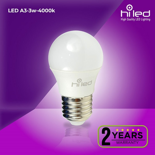 HILED / Lampu Bohlam LED Putih Natural 3 Watt / Hemat Listrik / A3