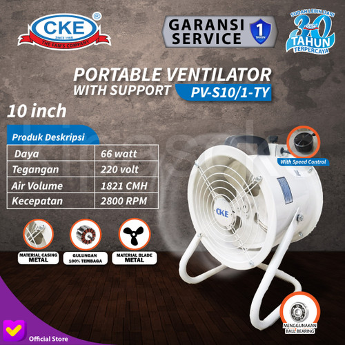 Portable Ventilator 10" Blower / Exhaust Drum Fan 10 Inch With Support