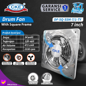 Exhaust Fan Stainless 7" Inch Duct Booster Fan Plafon Dinding Besi