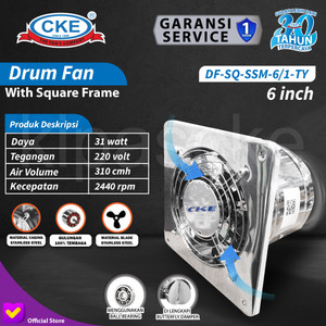 Exhaust Fan Stainless 6" Inch Duct Booster Fan Plafon Dinding Besi