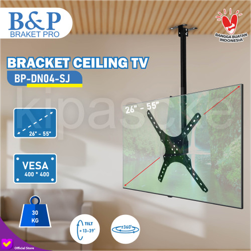 Bracket Braket TV Gantung Plafon Ceiling 26"-55" Inch Swivel Universal