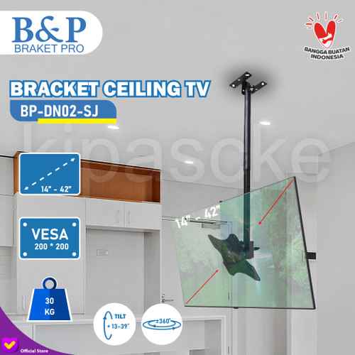 Bracket Braket TV Gantung Plafon Ceiling 14 - 43 Inch Swivel Universal