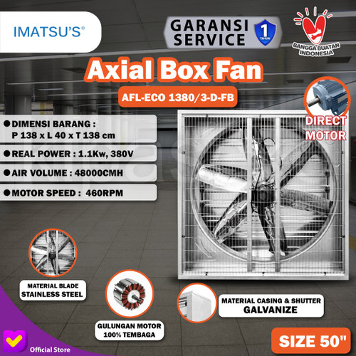 Blower Exhaust Box Fan Kandang Ayam 50 Inch 380V 3 Phase Motor Direct