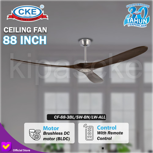 Kipas Angin Gantung Plafon Kayu 88 Inch Ceiling Fan Hias 88" Dark Wood