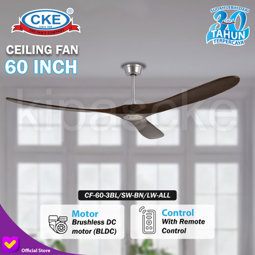 Kipas Angin Gantung Plafon Kayu 60 Inch Ceiling Fan Hias 60" Dark Wood