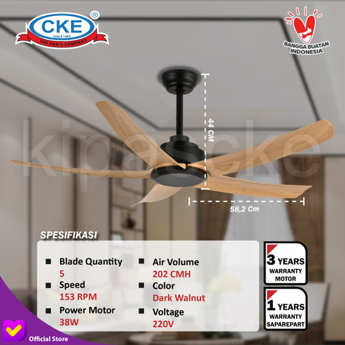 Kipas Angin Gantung Plafon Baling Dekorasi 54" Inch Ceiling Fan Hias