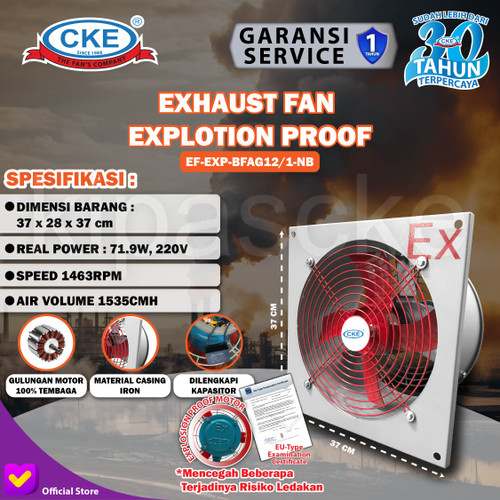 Kipas Explosion Proof Wall Exhaust Fan 12" Inch 300MM 220V