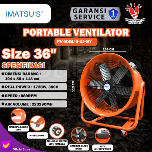 Portable Ventilator / Blower / Exhaust 36" Inch Kipas Drum Blower Fan