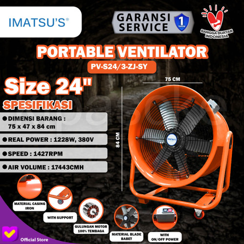 Portable Ventilator / Blower / Exhaust 24" Inch Kipas Drum Blower Fan