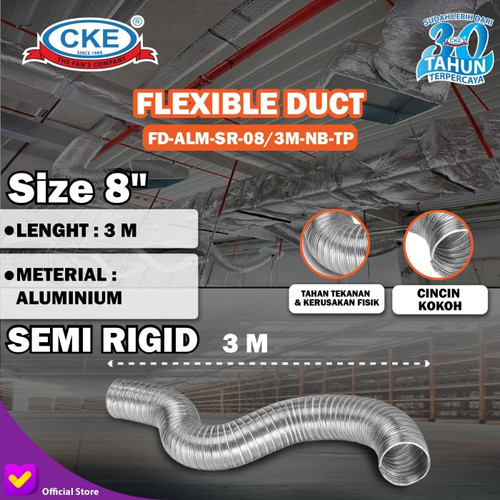 Aluminium Selang Flexible Ducting Semi Rigid 8" Inch 20 CM - 3 meter