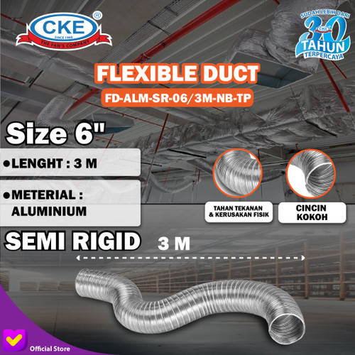 Aluminium Selang Flexible Ducting Semi Rigid 6" Inch 15 CM - 3 meter