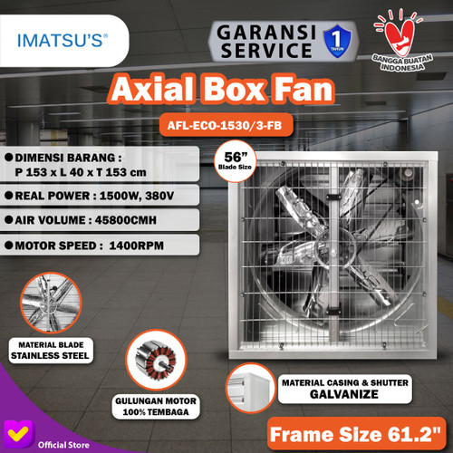 Blower Exhaust Box Fan Kandang Ayam 56 Inch 380V 3 Phase Kipas Gudang