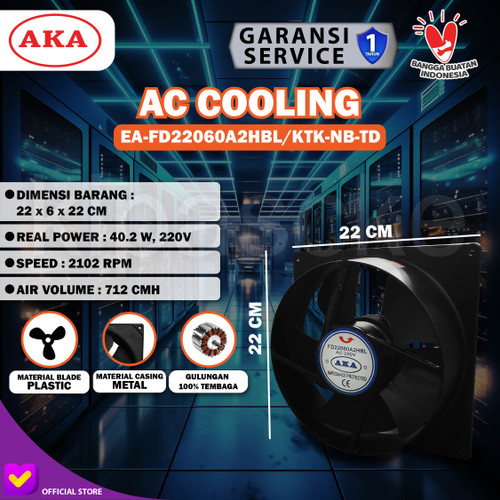 Cooling Fan AC 8 Inch 22 CM Kipas Fan Panel Pendingin Ball Bearing