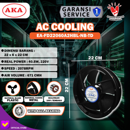 Blower Kipas Fan Panel Cooling Fan AC 8” Inch 22 CM Bulat Ball Bearing