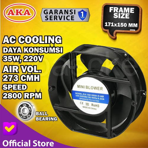 Axial Fan Kipas Cooling Fan Panel Oval 17 CM AKA AC 220V 17.2x15 CM