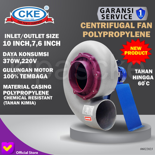 Centrifugal Fan PP 370W 220V Blower Lemari Asam Blower Keong