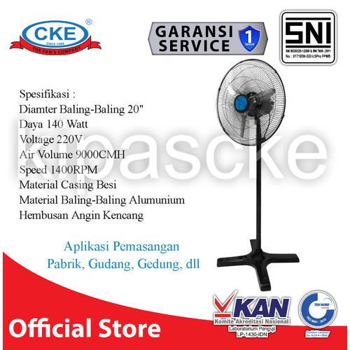 Kipas Angin Tumpu Industri 20 Inch Stand Fan Kipas Angin Berdiri CKE