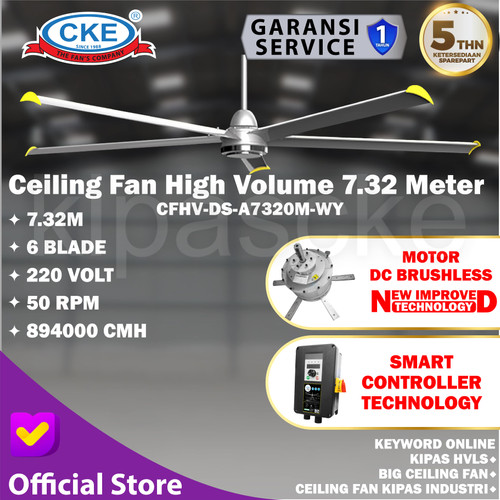 HVLS Big Ceiling Fan A7320M 7.32 Meter 220V 800W Kipas Angin Raksasa